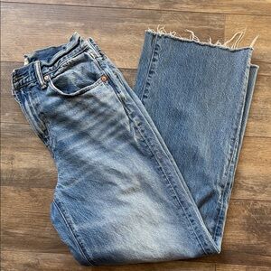 Aeropostale Women's Light Wash Wide Leg Jeans - Blue Denim